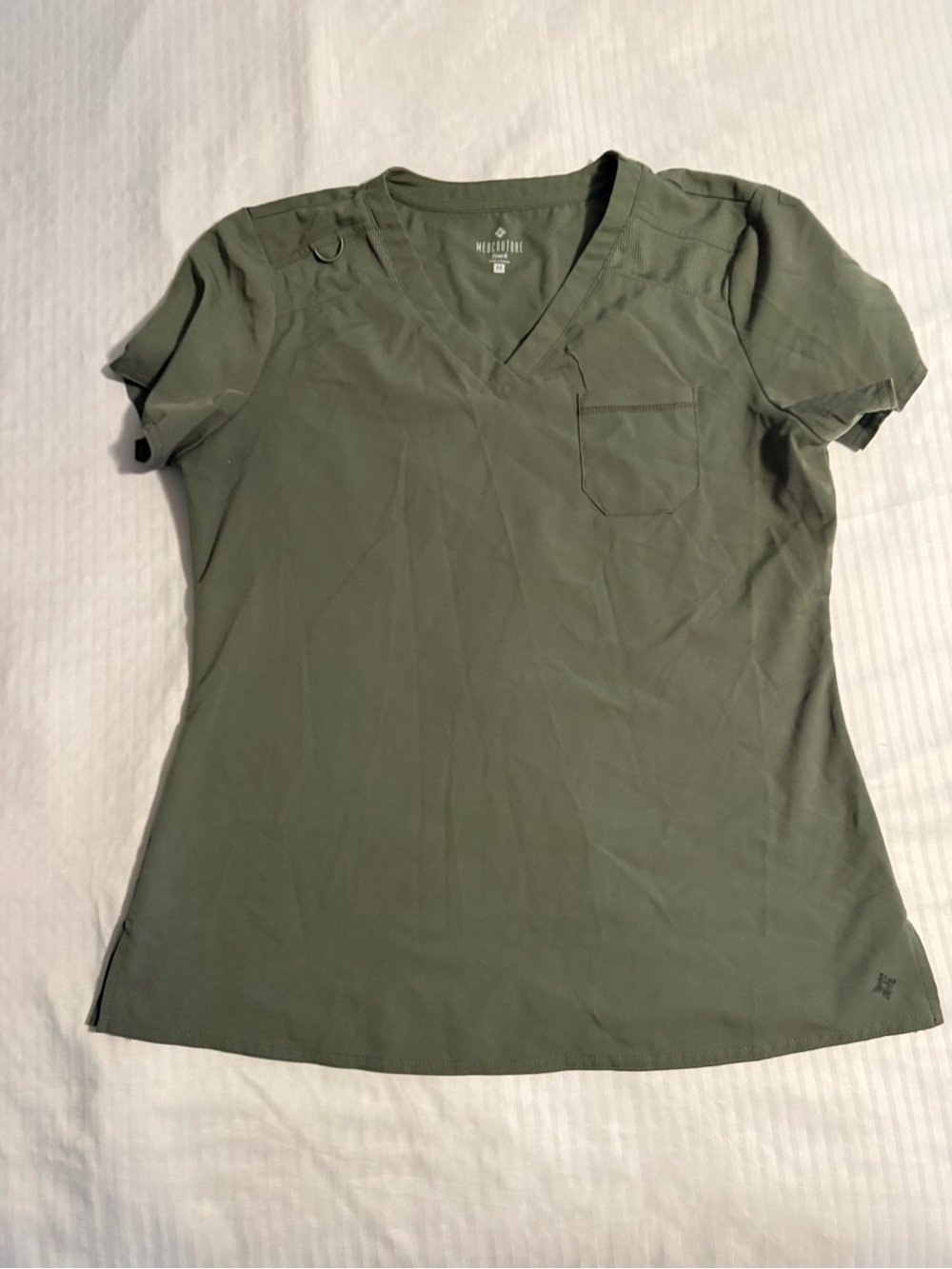 Med Couture Olive V-Neck Medical Scrub Top